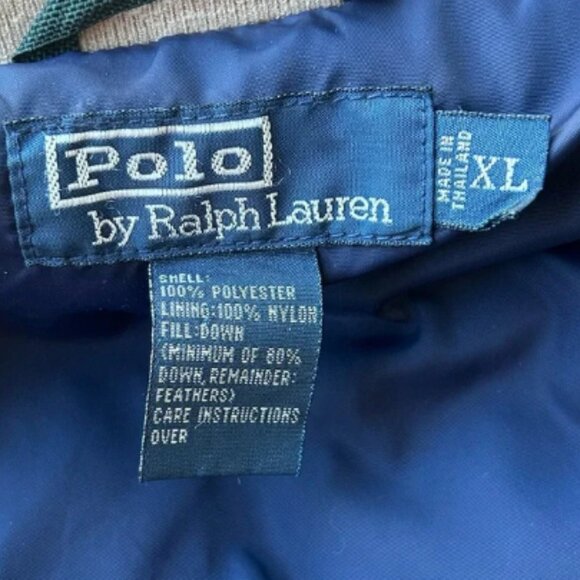 Polo by Ralph Lauren Vintage Puffer Jacket. Goose Down Filled Hunter Green Sz XL - Picture 8 of 8
